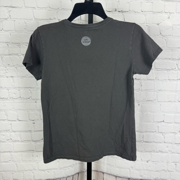 Life is Good True Love Ocean Wave Dark Gray V-Neck T-Shirt Size XS - Picture 5 of 5